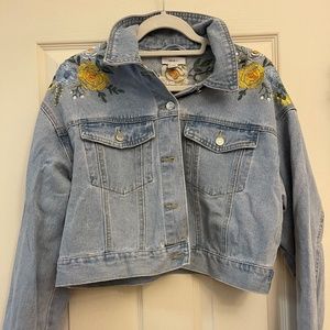 Forever 21 Sunflower Denim Jean Jacket